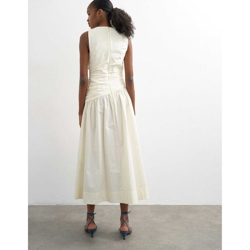 TOPSHOP Caros Poplin Ruched Maxi Dress image number 1